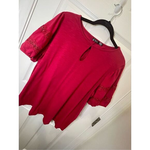 Cure women’s 2XL hot pink embroidered blouse short sleeve - Picture 1 of 7
